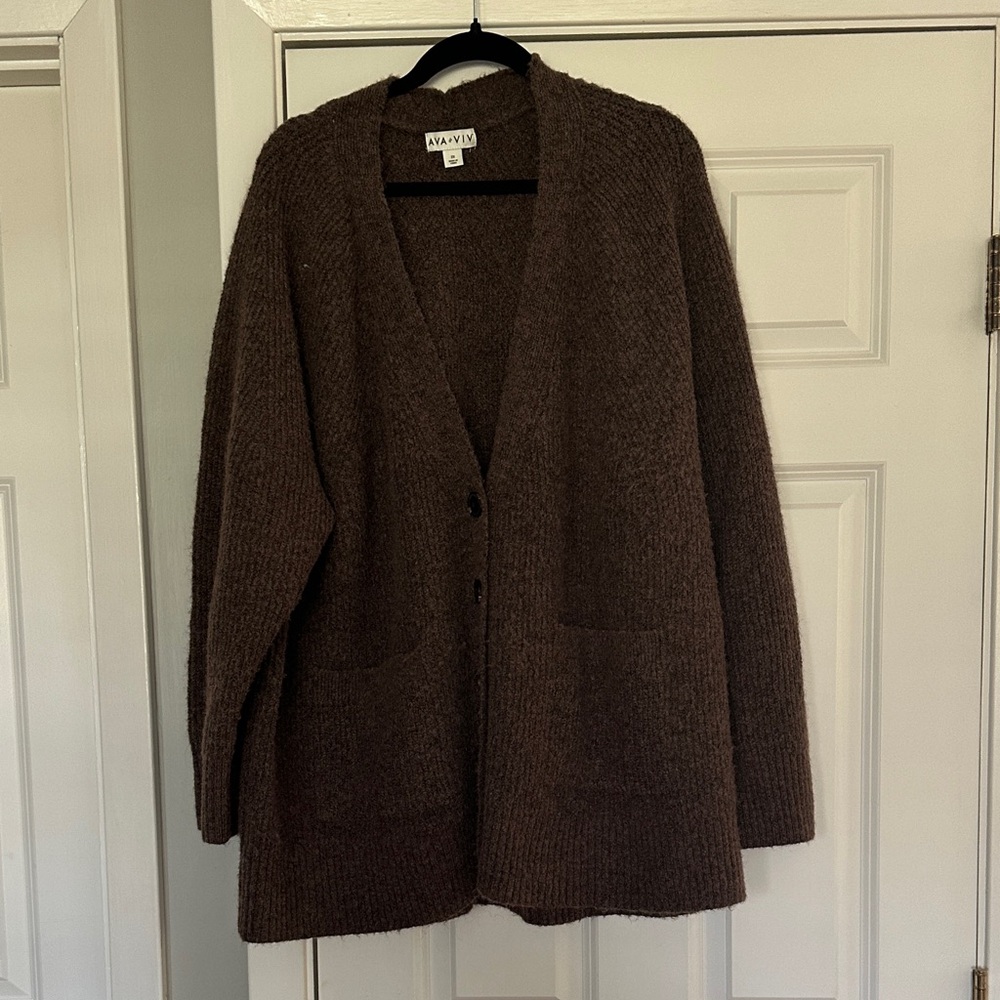 Ava & Viv Women's Brown Cardigan Sweater